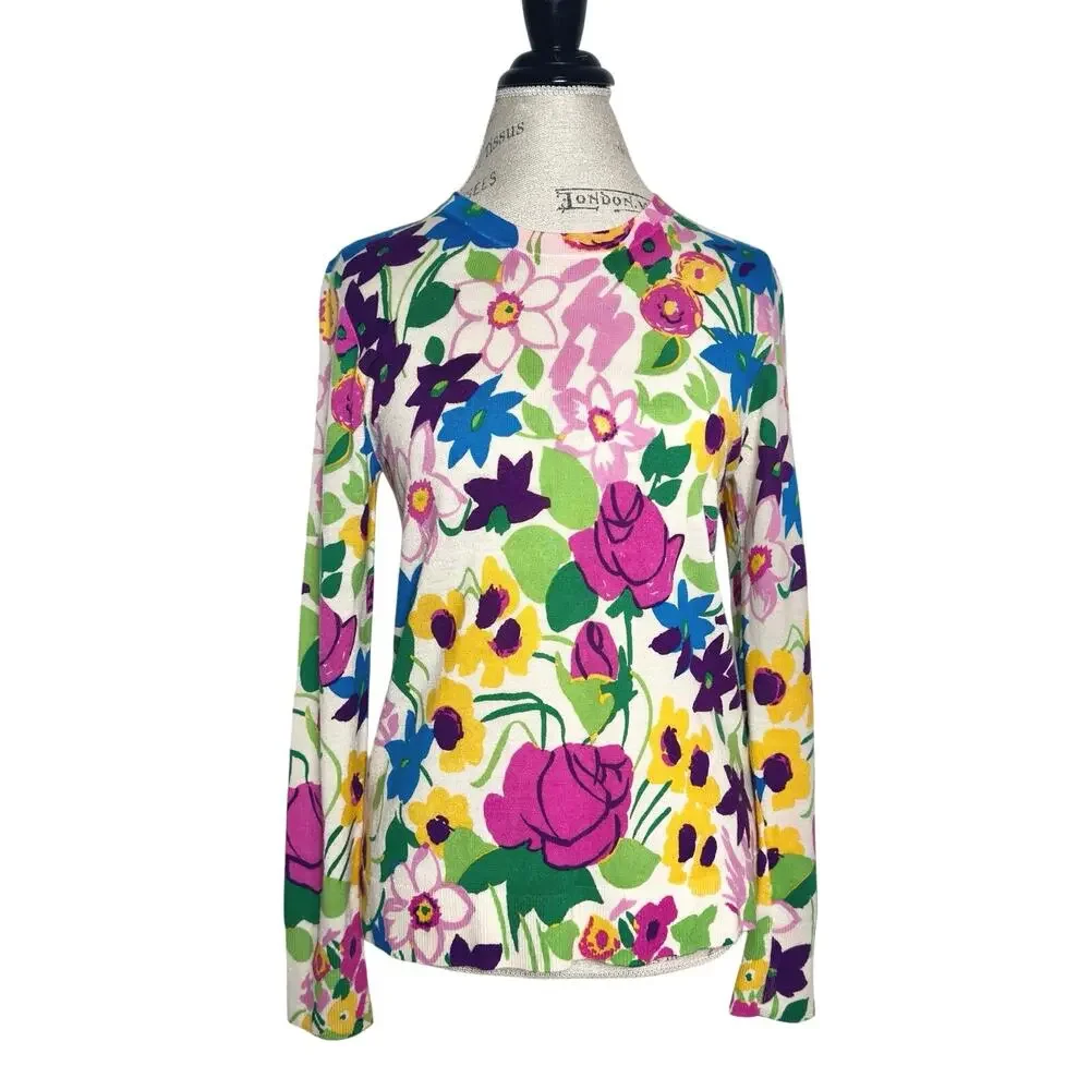 J. Crew | Women | Margot Floral Garden Merino Wool Crew Neck Sweater | Small